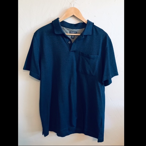 Van Heusen Navy Striped Polo - Picture 1 of 5